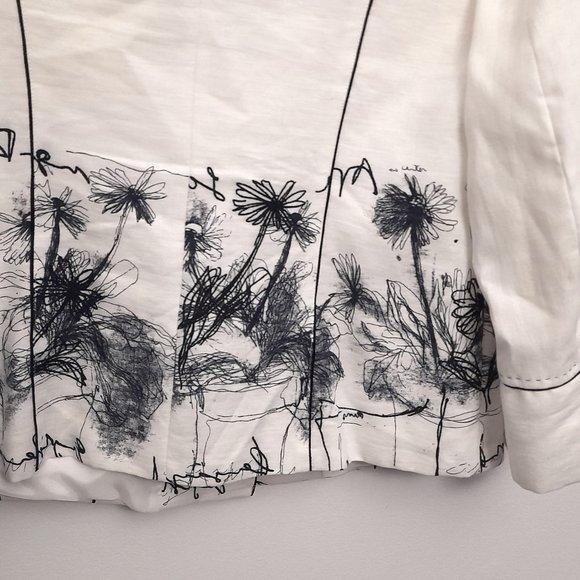 Black and White Graphic Linen Blazer Size 12 US - Picture 10 of 15